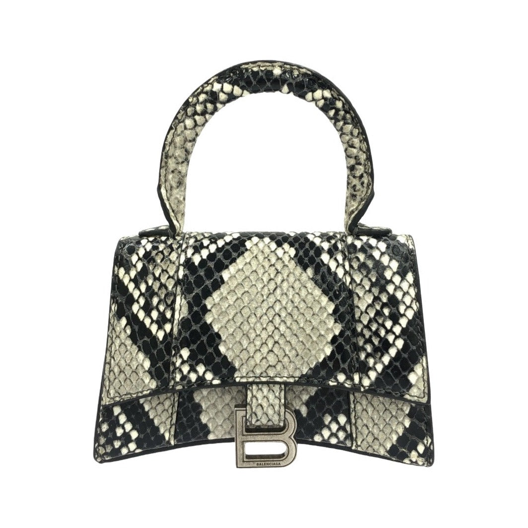 Balenciaga Hourglass Top Handle Printed Leather, Gray, Calfskin, Handbag