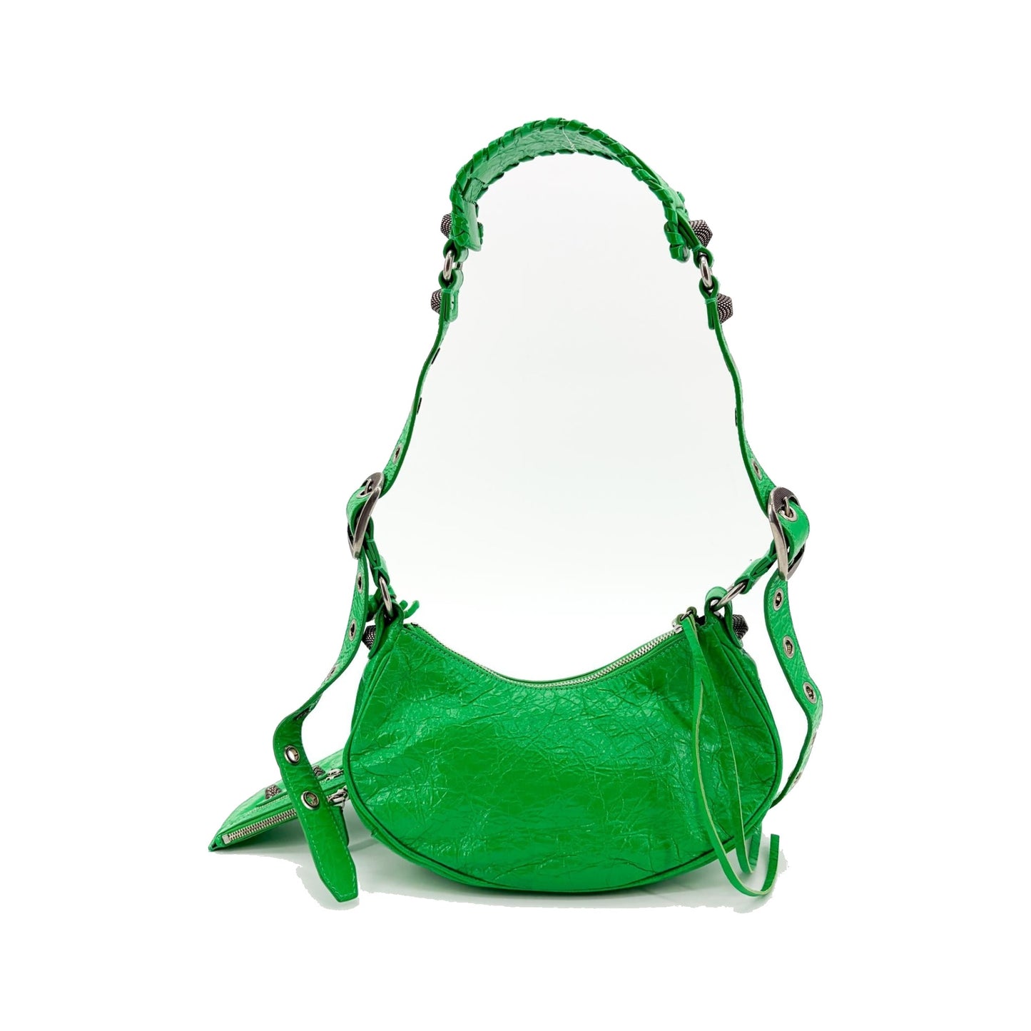 Balenciaga Le Cagole Giant Spikes Leather, Green, Leather, Shoulder Bag