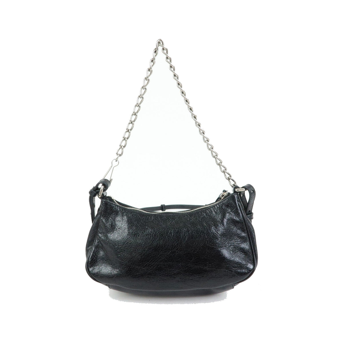 Balenciaga Le Cagole Giant Studs Chain Leather, Black, Leather, Shoulder Bag