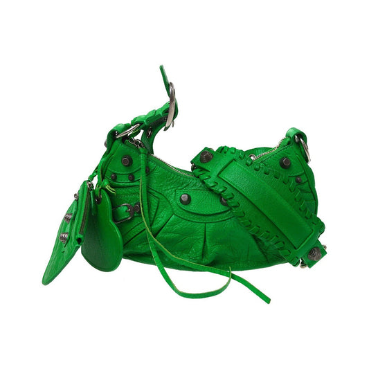 Balenciaga Le Cagole Giant Studs Leather, Green, Leather, Shoulder Bag