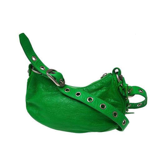 Balenciaga Le Cagole Giant Studs Leather, Green, Leather, Shoulder Bag