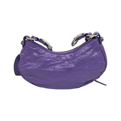 Balenciaga Le Cagole Giant Studs Leather, Purple, Leather, Shoulder Bag