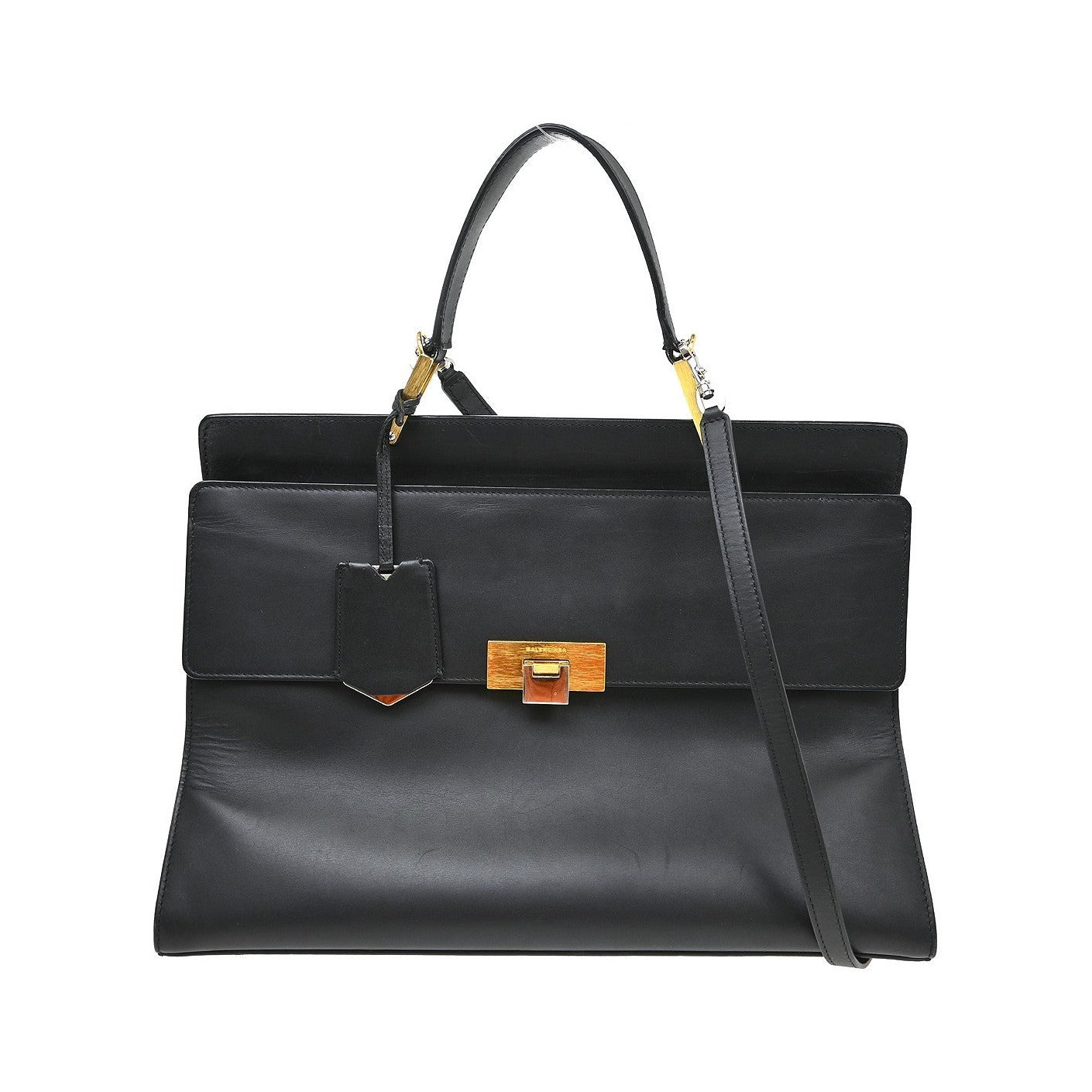 Balenciaga Le Dix Zip Cartable Top Handle Leather, Black, Leather, Handbag