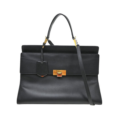 Balenciaga Le Dix Zip Cartable Top Handle Leather, Black, Leather, Handbag