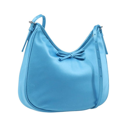 Balenciaga Leopolda Satin, Blue, Satin, Shoulder Bag