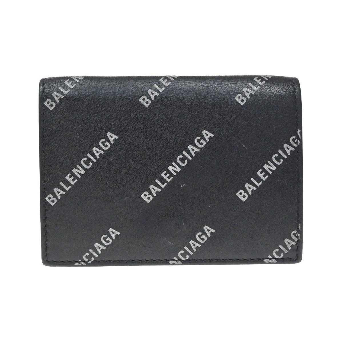 Balenciaga Logo Trifold Wallet Leather, Black, Leather, Clutch