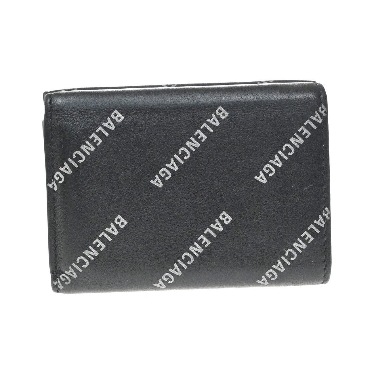 Balenciaga Logo Trifold Wallet Leather, Black, Leather, Clutch