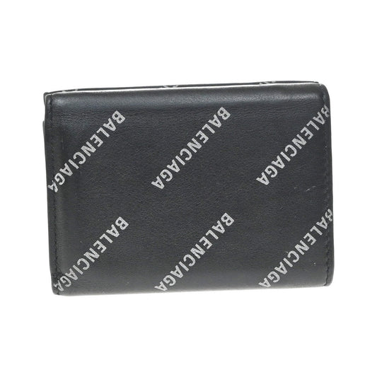 Balenciaga Logo Trifold Wallet Leather, Black, Leather, Clutch