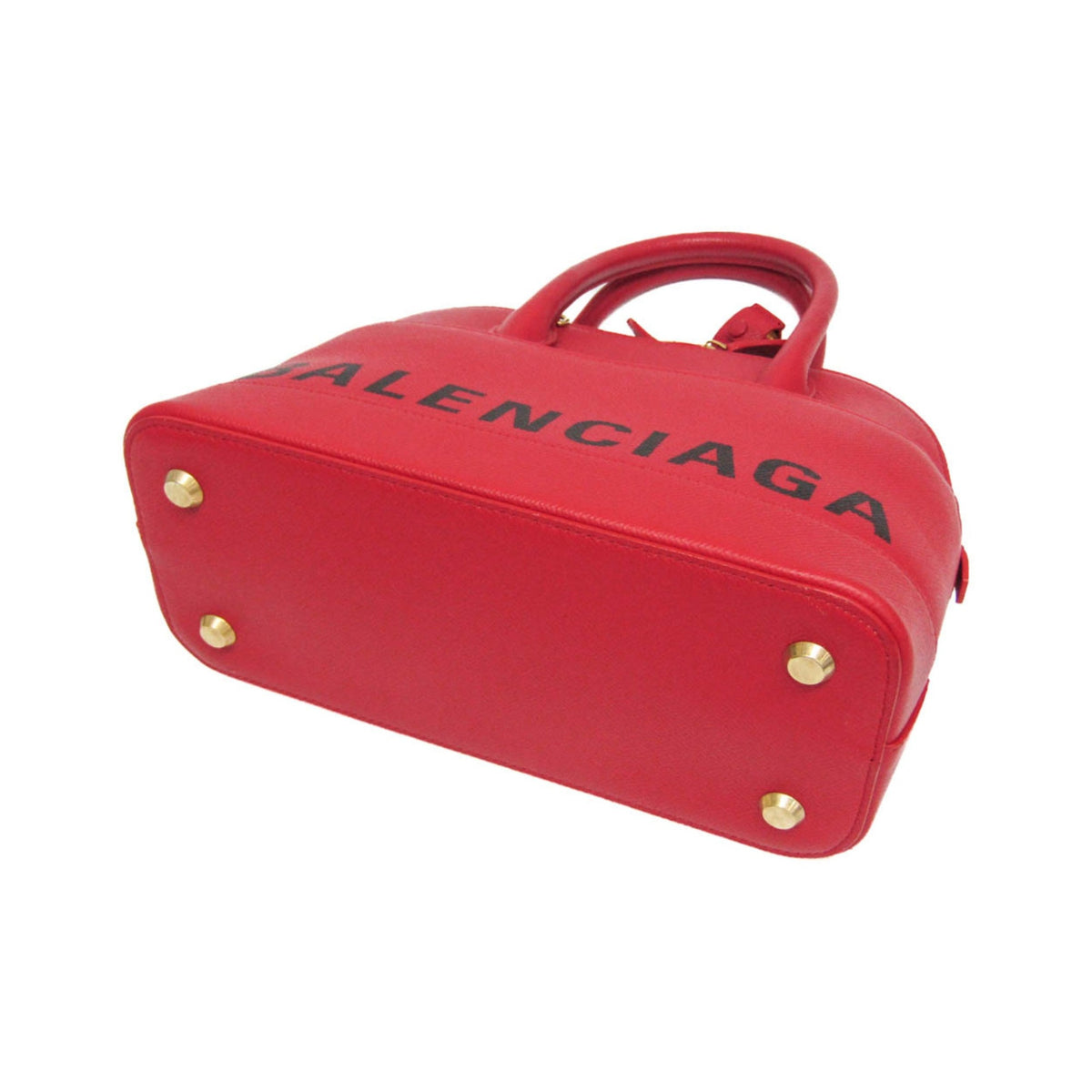 Balenciaga Logo Ville Leather, Red, Leather, Handbag
