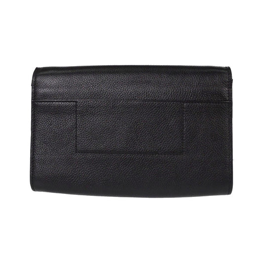 Balenciaga Logo Wallet with Strap Embossed Leather, Black, Leather, Crossbody Bag