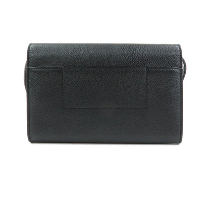 Balenciaga Logo Wallet with Strap Embossed Leather, Black, Leather, Crossbody Bag