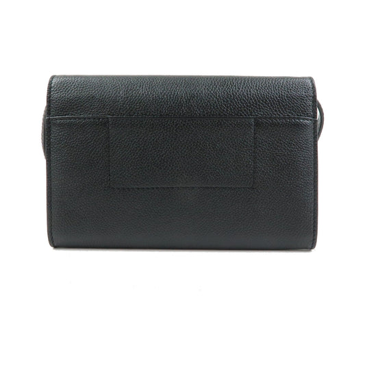 Balenciaga Logo Wallet with Strap Embossed Leather, Black, Leather, Crossbody Bag