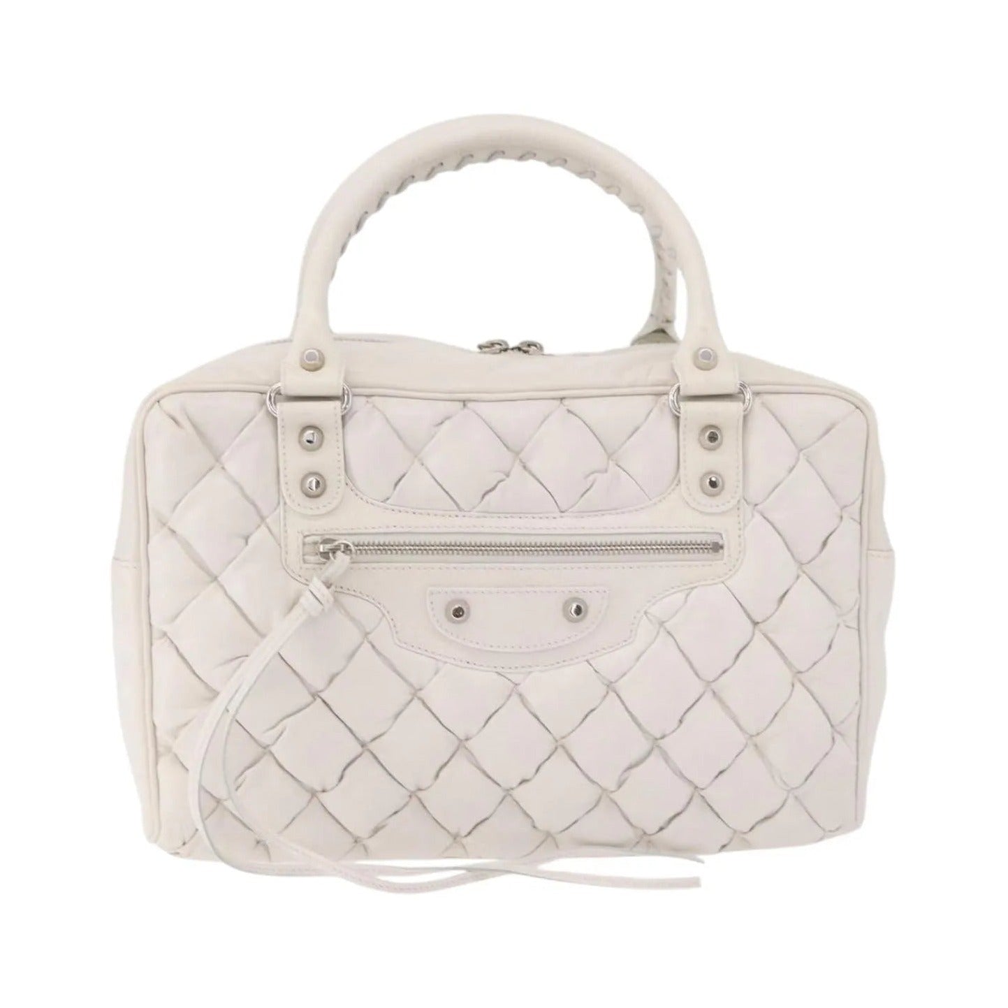 Balenciaga Matelasse Leather, White, Leather, Handbag