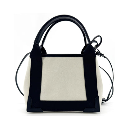 Balenciaga Navy Cabas Canvas with Leather, Black, Canvas, Tote Bag