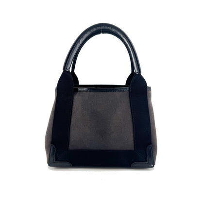 Balenciaga Navy Cabas Canvas with Leather, Black, Canvas, Tote Bag