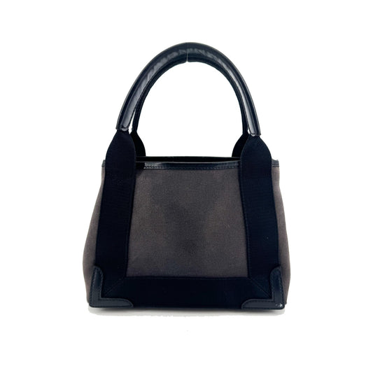 Balenciaga Navy Cabas Canvas with Leather, Black, Canvas, Tote Bag