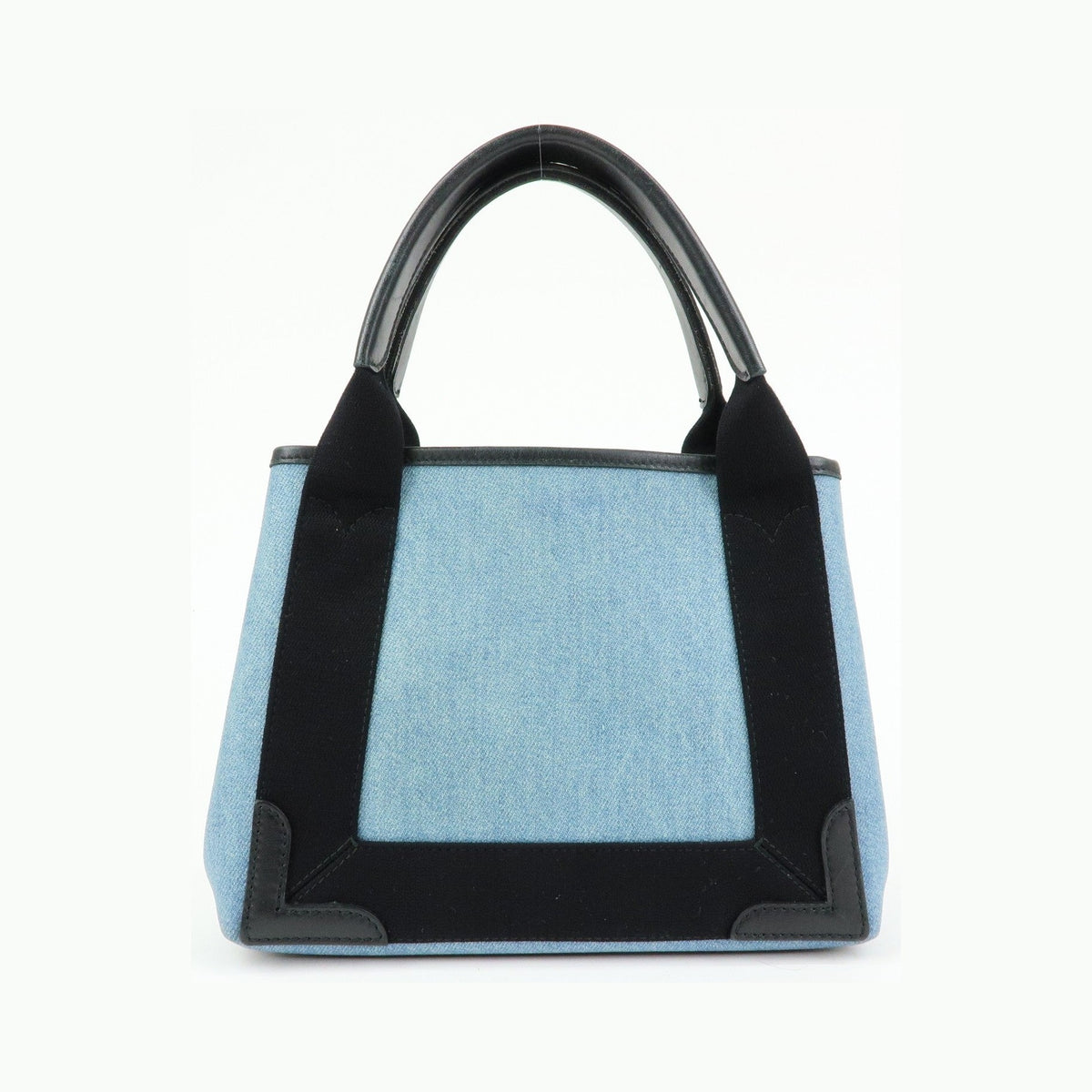 Balenciaga Navy Cabas Coated Denim with Leather, Blue, PVC, Tote Bag
