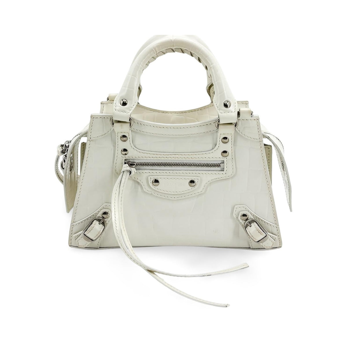 Balenciaga Neo Classic City Leather, White, Leather, Handbag
