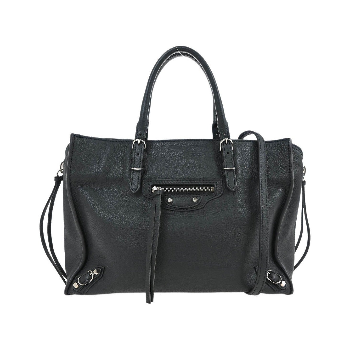 Balenciaga Papier A4 Zip Around Classic Studs Leather, Gray, Leather, Tote Bag