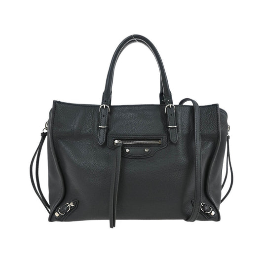 Balenciaga Papier A4 Zip Around Classic Studs Leather, Gray, Leather, Tote Bag