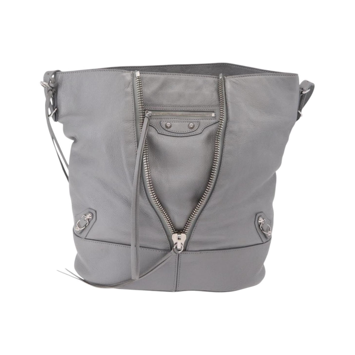 Balenciaga Papier Drop Bucket Leather, Silver, Leather, Handbag