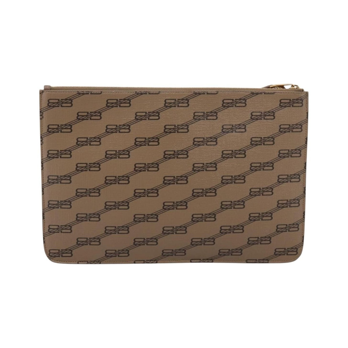 Balenciaga Signature Pouch Monogram PVC Leather, Beige, PVC, Clutch