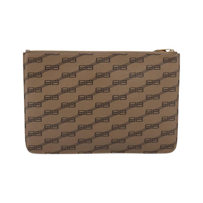 Balenciaga Signature Pouch Monogram PVC Leather, Beige, PVC, Clutch