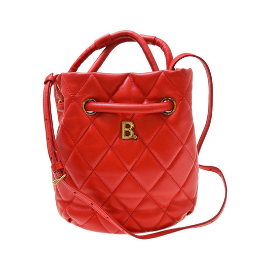 Balenciaga Touch B. Bucket Quilted Leather, Red, Leather, Handbag