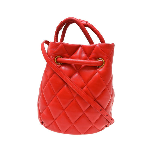 Balenciaga Touch B. Bucket Quilted Leather, Red, Leather, Handbag