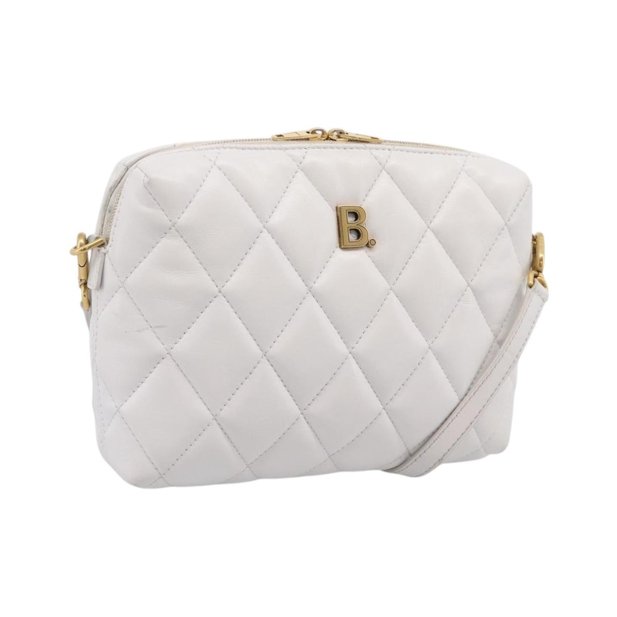 Balenciaga Touch B. Camera Quilted Leather, White, Leather, Handbag