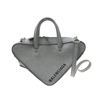 Balenciaga Triangle Leather, Silver, Leather, Handbag