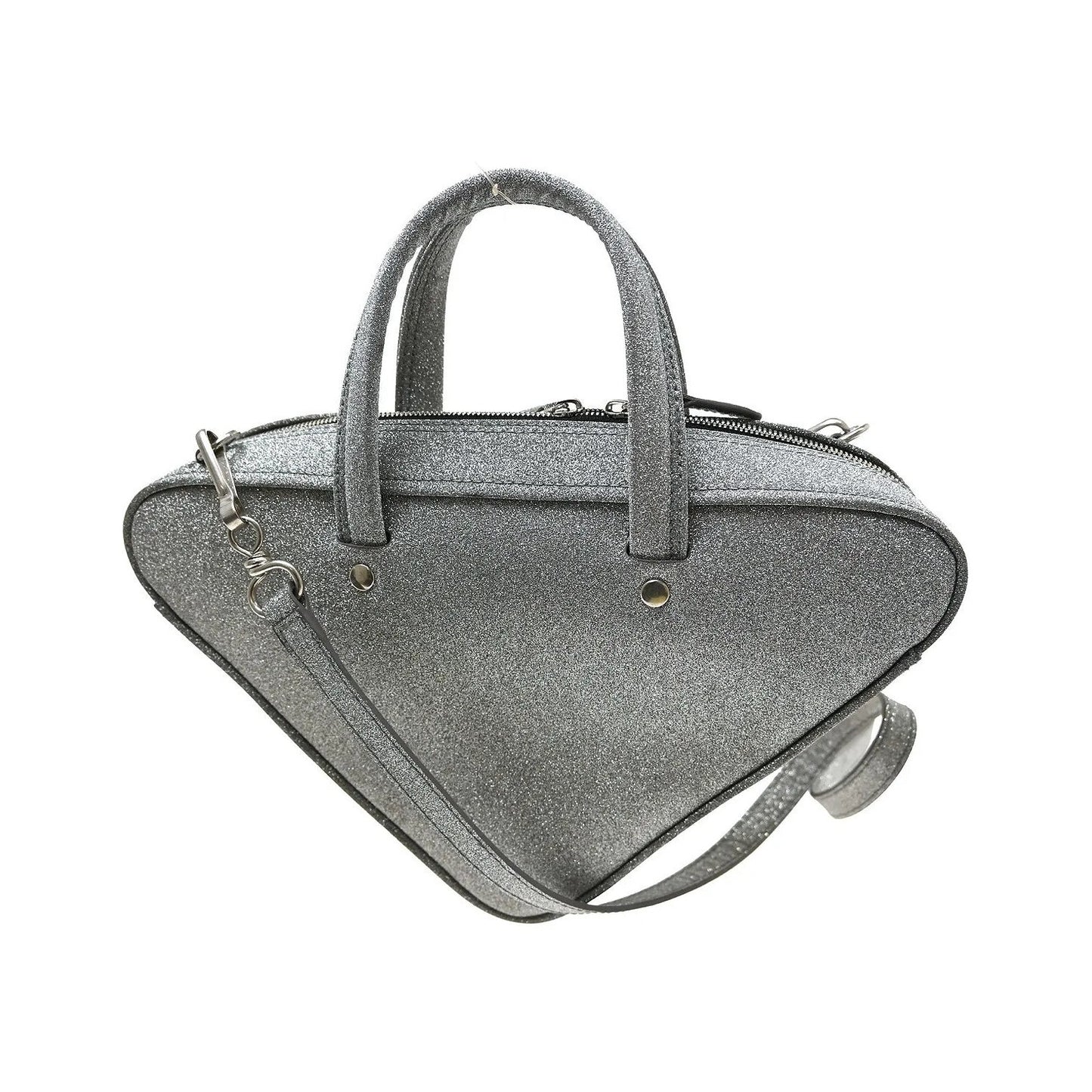 Balenciaga Triangle Leather, Silver, Leather, Handbag