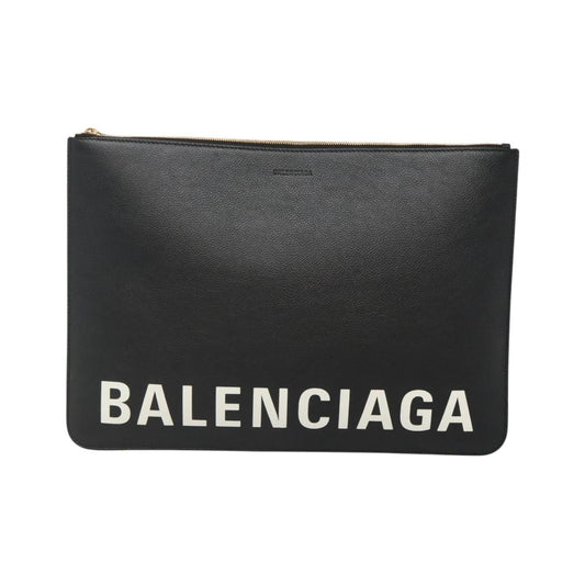 Balenciaga Ville Pouch Leather, Black, Leather, Clutch