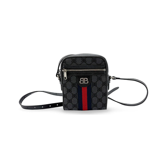 Balenciaga x Gucci The Hacker Project Zip Messenger BB Canvas, Black, Canvas, Shoulder Bag