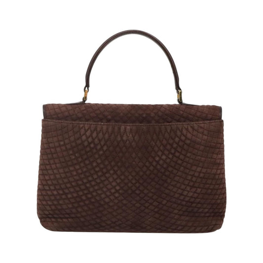 Bally Handbag Quilted Suede, Brown, Suede, Handbag