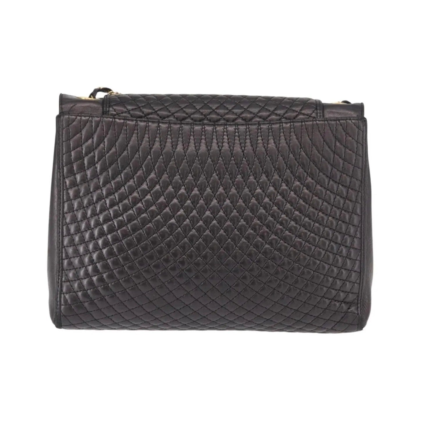 Bally Vintage Chain Quilted Leather, Black, Leather, Shoulder Bag