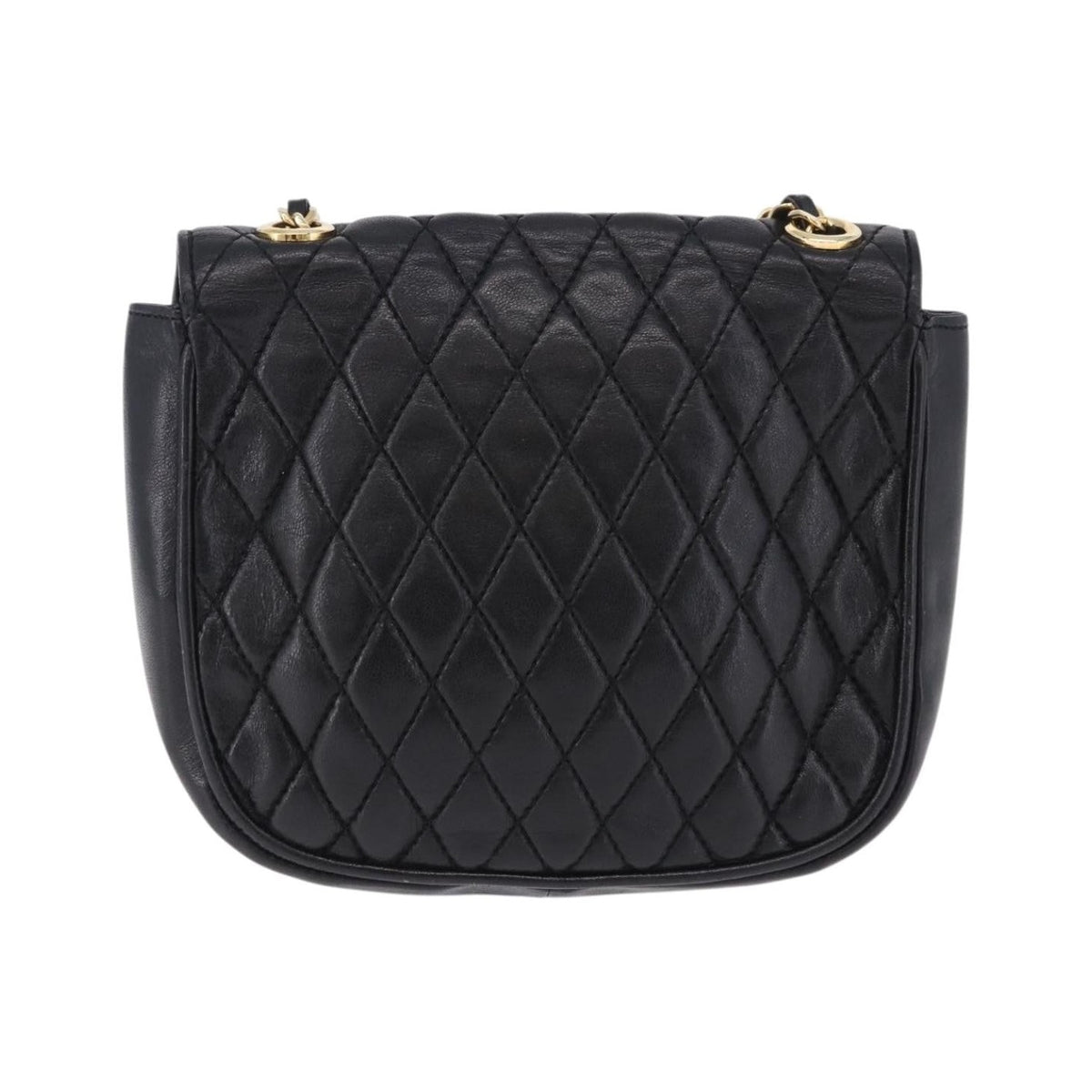 Bally Vintage Chain Quilted Leather, Black, Leather, Shoulder Bag