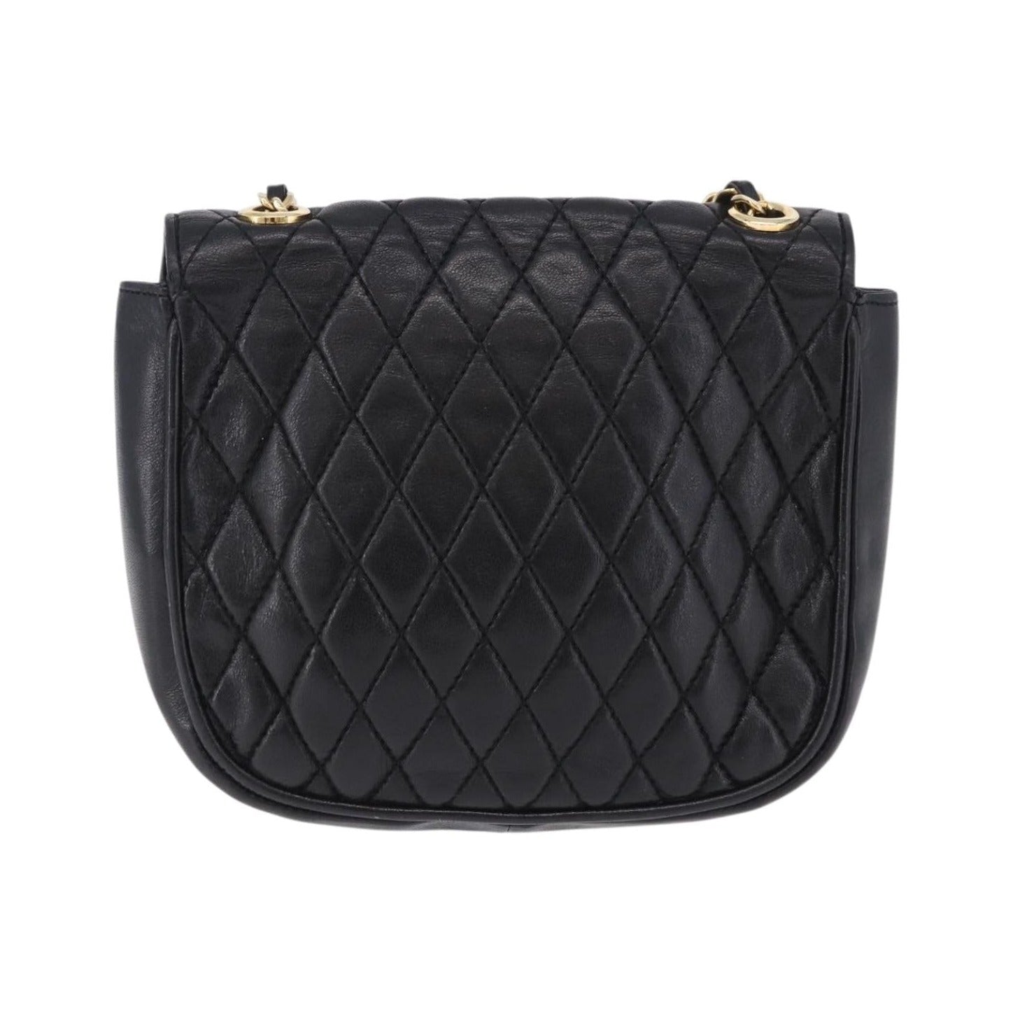 Bally Vintage Chain Quilted Leather, Black, Leather, Shoulder Bag