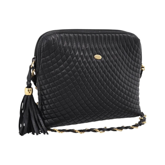 Bally Vintage Chain Quilted Leather, Black, Leather, Shoulder Bag