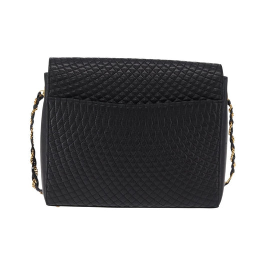 Bally Vintage Chain Quilted Leather, Black, Leather, Shoulder Bag