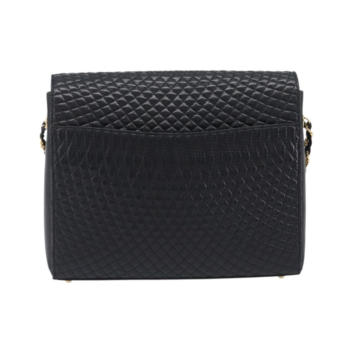 Bally Vintage Chain Quilted Leather, Black, Leather, Shoulder Bag