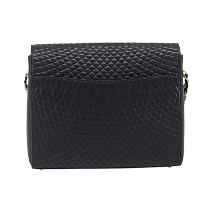 Bally Vintage Chain Quilted Leather, Black, Leather, Shoulder Bag