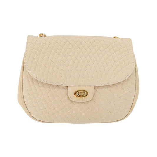Bally Vintage Chain Quilted Leather, Neutral, Leather, Shoulder Bag