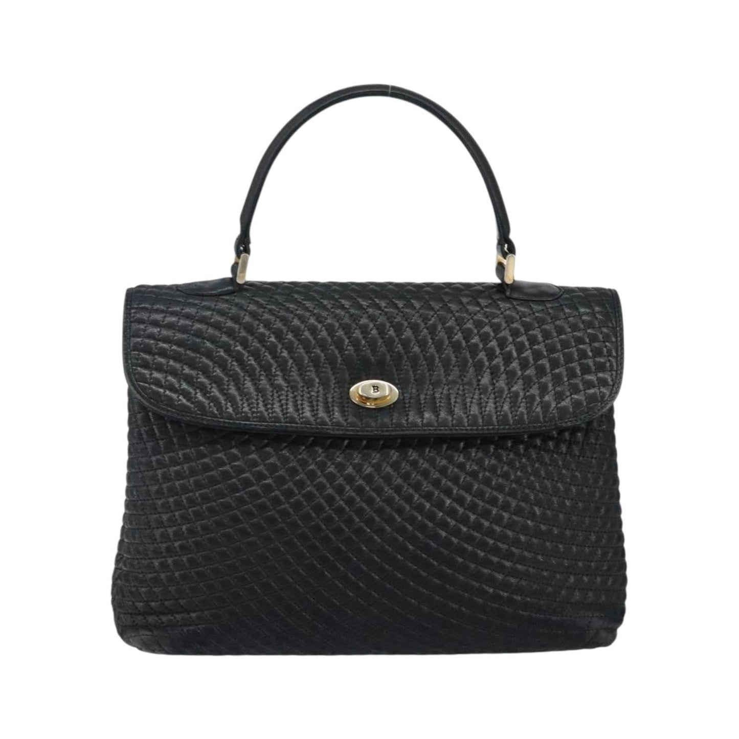 Bally Vintage Handbag Quilted Leather, Black, Leather, Handbag