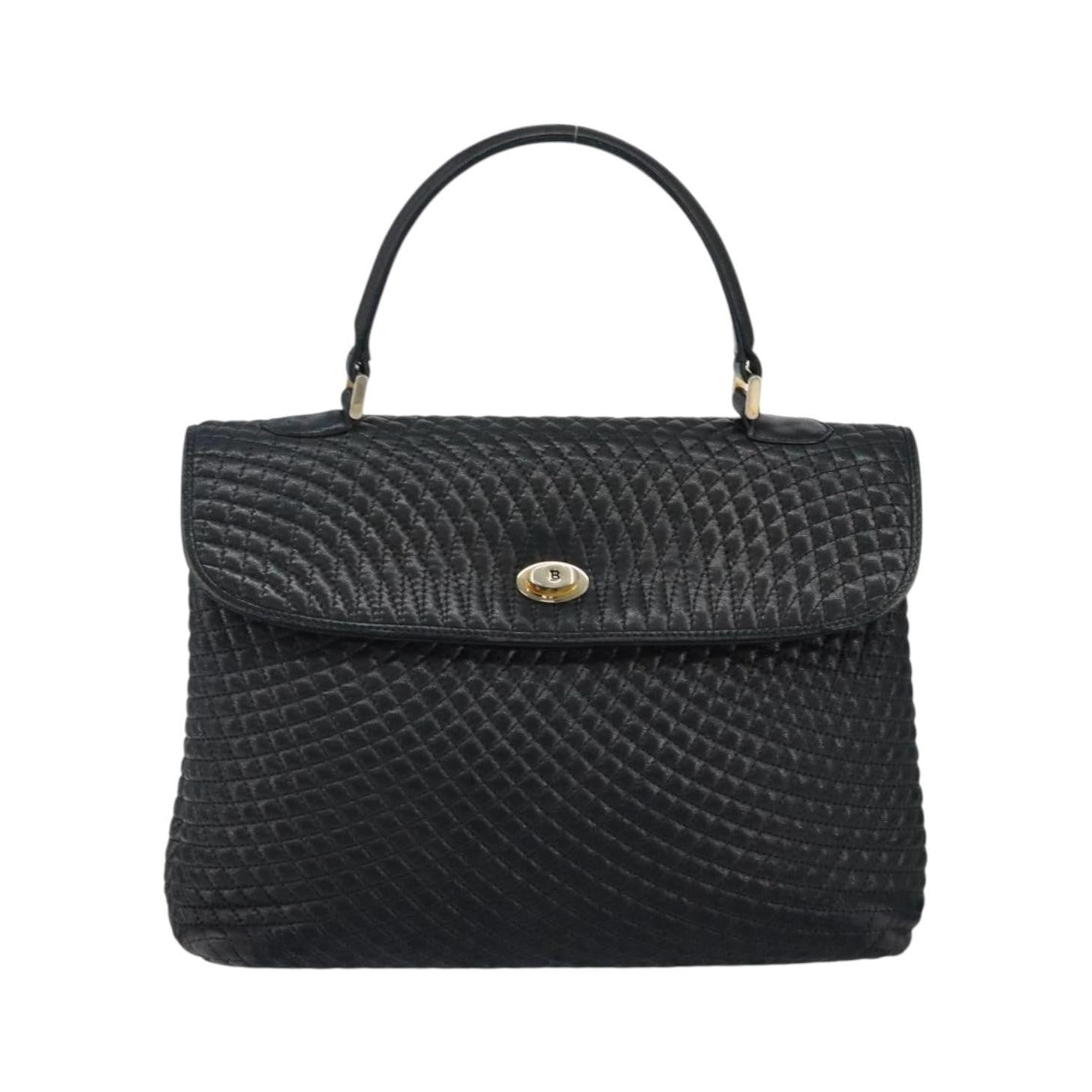Bally Vintage Handbag Quilted Leather, Black, Leather, Handbag