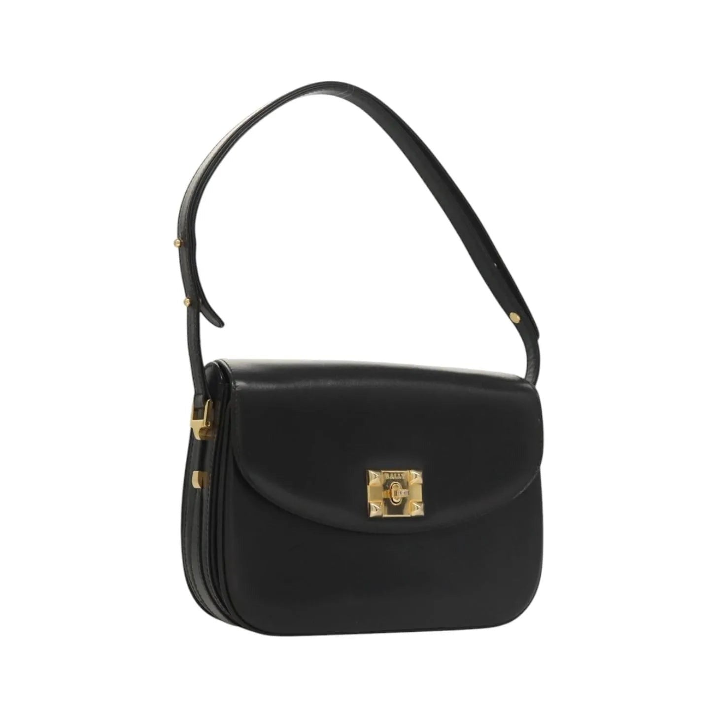 Bally Vintage Leather, Black, Leather, Shoulder Bag