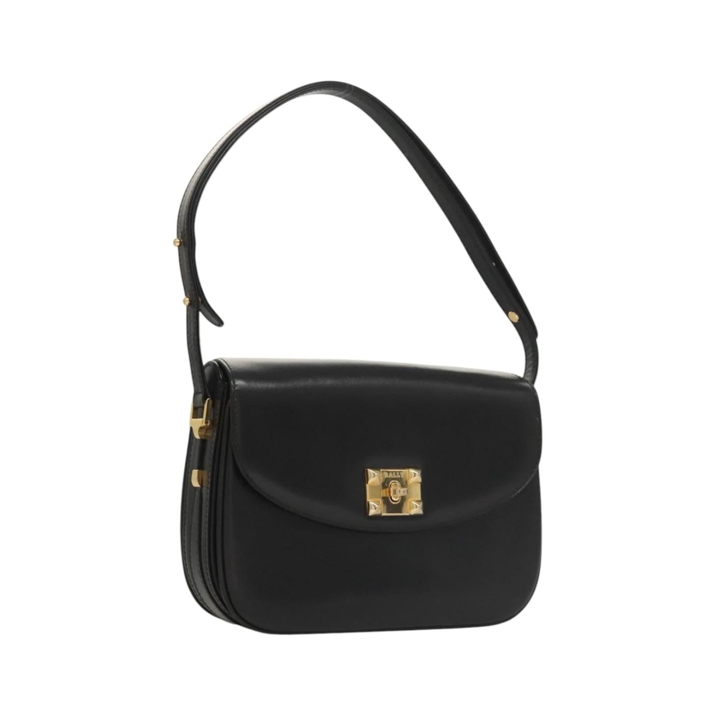Bally Vintage Leather, Black, Leather, Shoulder Bag