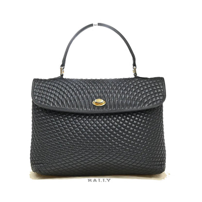 Bally Vintage Quilted Leather, Black, Leather, Handbag