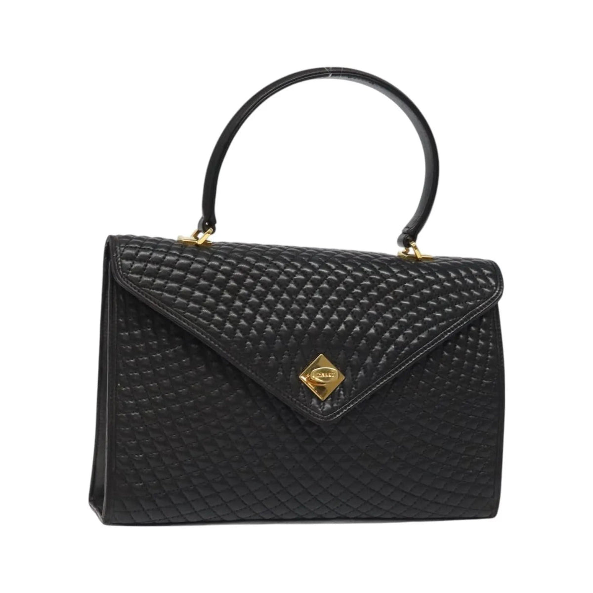 Bally Vintage Quilted Leather, Black, Leather, Handbag