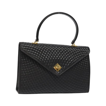 Bally Vintage Quilted Leather, Black, Leather, Handbag